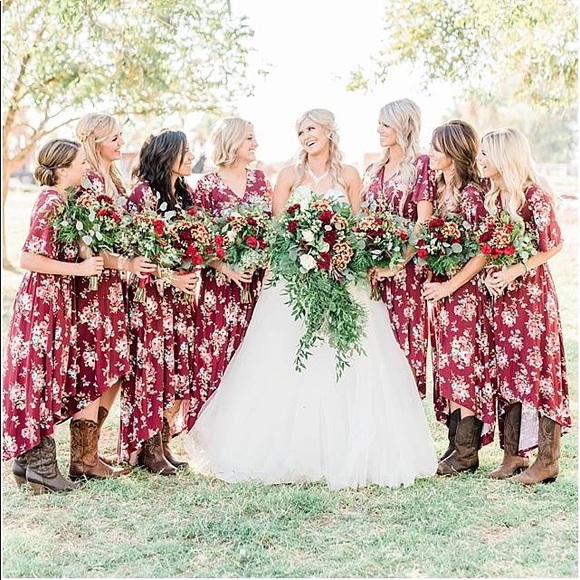 LAST ONE Bridesmaid Floral High Low Wrap Dress - Picture 2 of 5